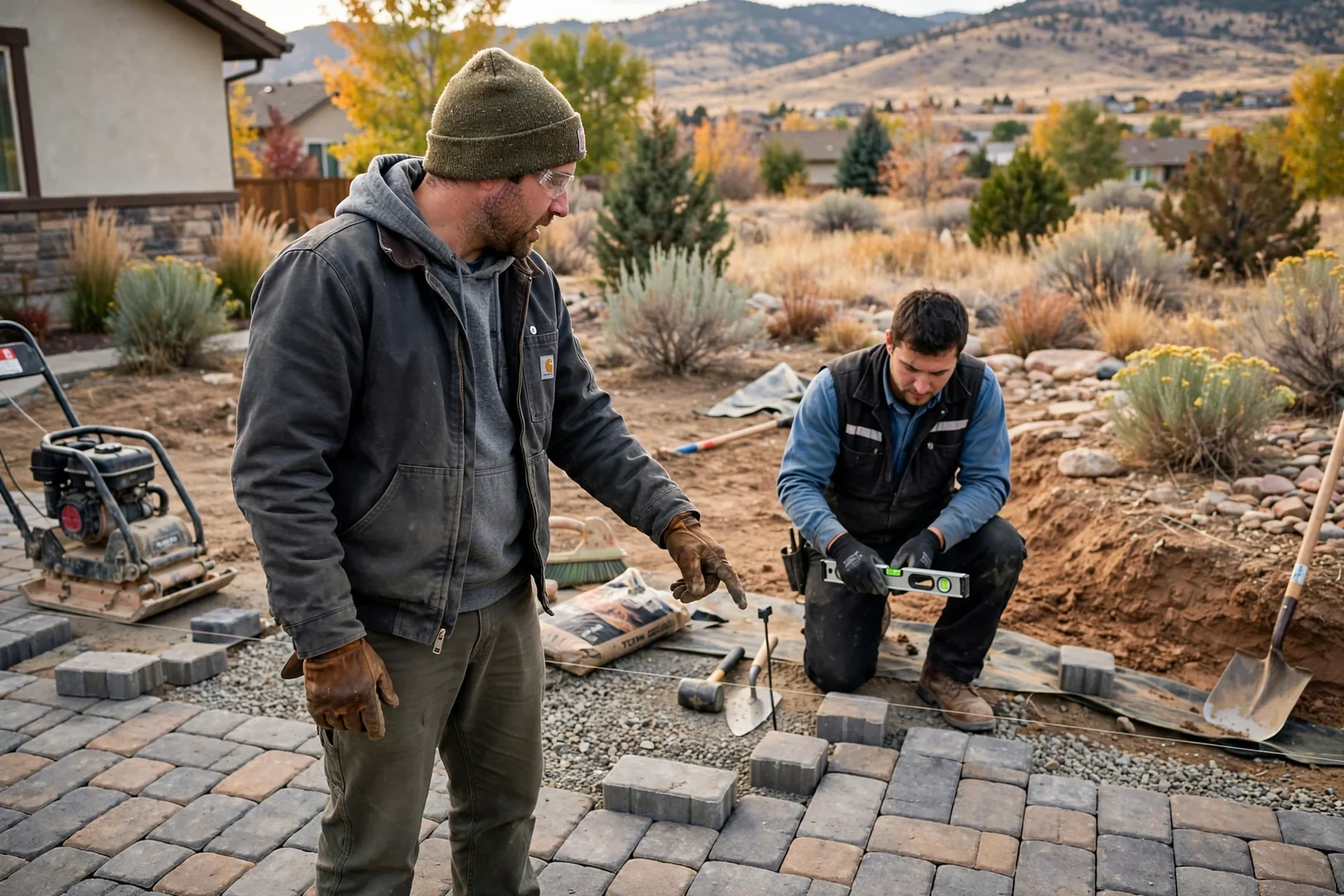 New paver driveway with border at a Herriman home